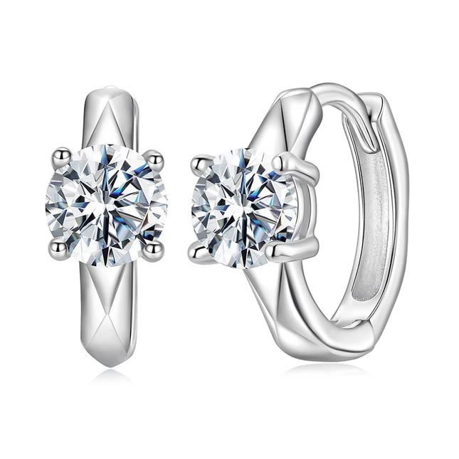 BAMOER 0.5CT Искрящи обеци с моисанит, геометрични обеци, обръч, бижута от стерлингово сребро 925, хипоалергенен подарък