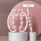 White and pink  Nine-wheel leg clip + massage stick