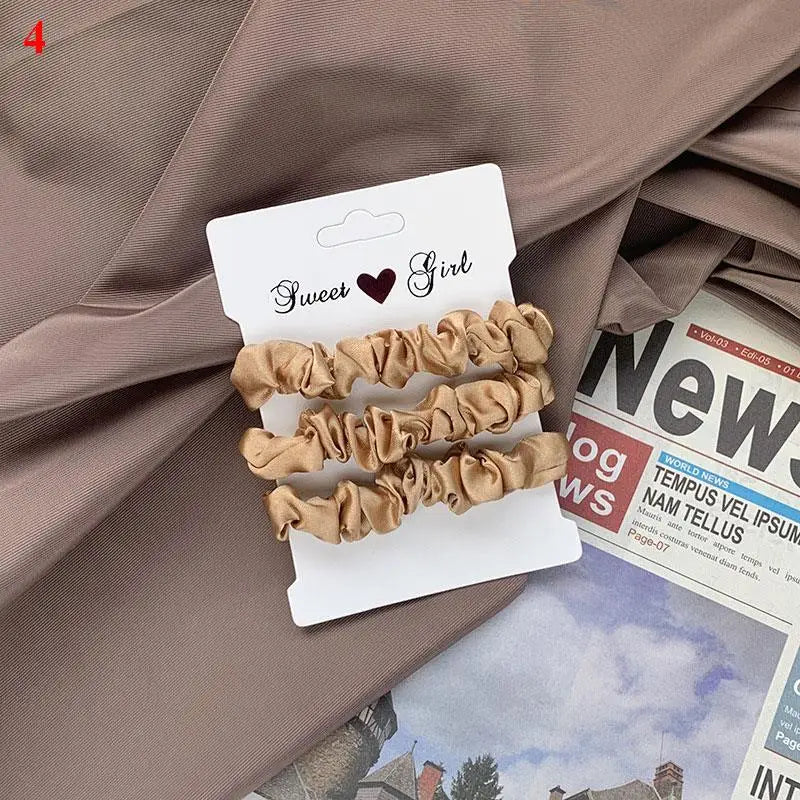 3 бр./комплект дамски копринени ластики за коса, комплект едноцветни ластики за коса за момичета, аксесоари за коса с ластик за коса за жени, държачи за опашка