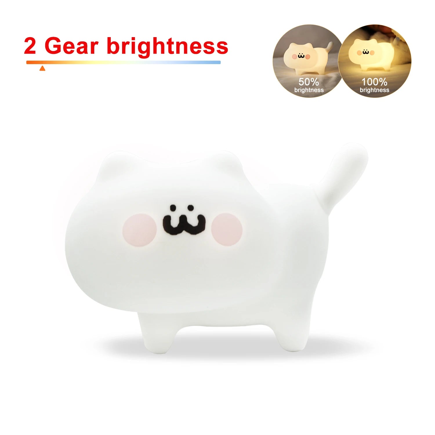 LED нощна лампа за деца, бебешка, мека силиконова, сензорна, 7 цвята, анимационна котка, лампа за спане, декорация за дома и спалнята