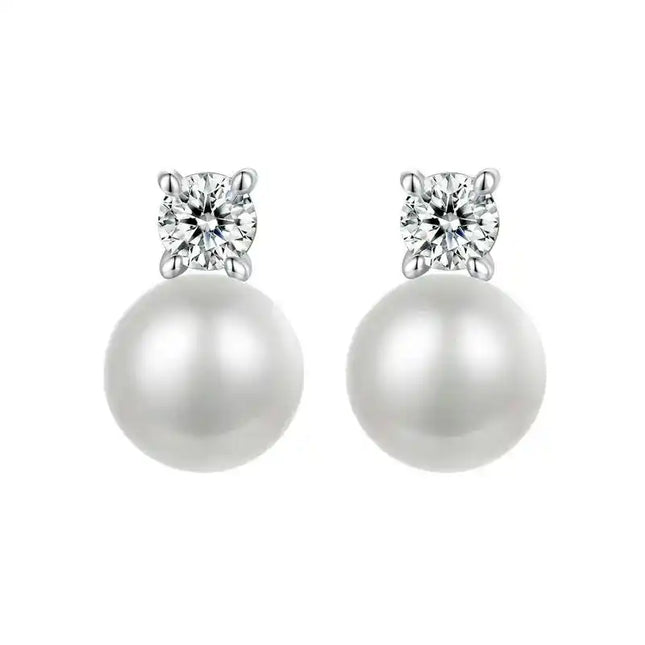 Сребърни обеци BAMOER от сладководна перла Moissanite 925, VVS1, създадени в лаборатория, с диаманти, елегантни дамски подаръци