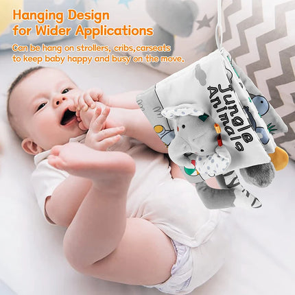 Меки бебешки книжки 3D Touch Feel Висококонтрастна платнена книжка Сензорни играчки за ранно обучение за бебета и малки деца 0-12 месеца