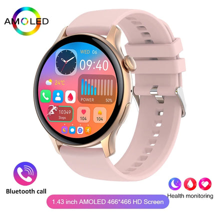 2026 Нов True AMOLED Смарт часовник за жени Екран, винаги показващ време 466*466 HD Здравен тракер Гласово обаждане NFC Смарт часовник за жени