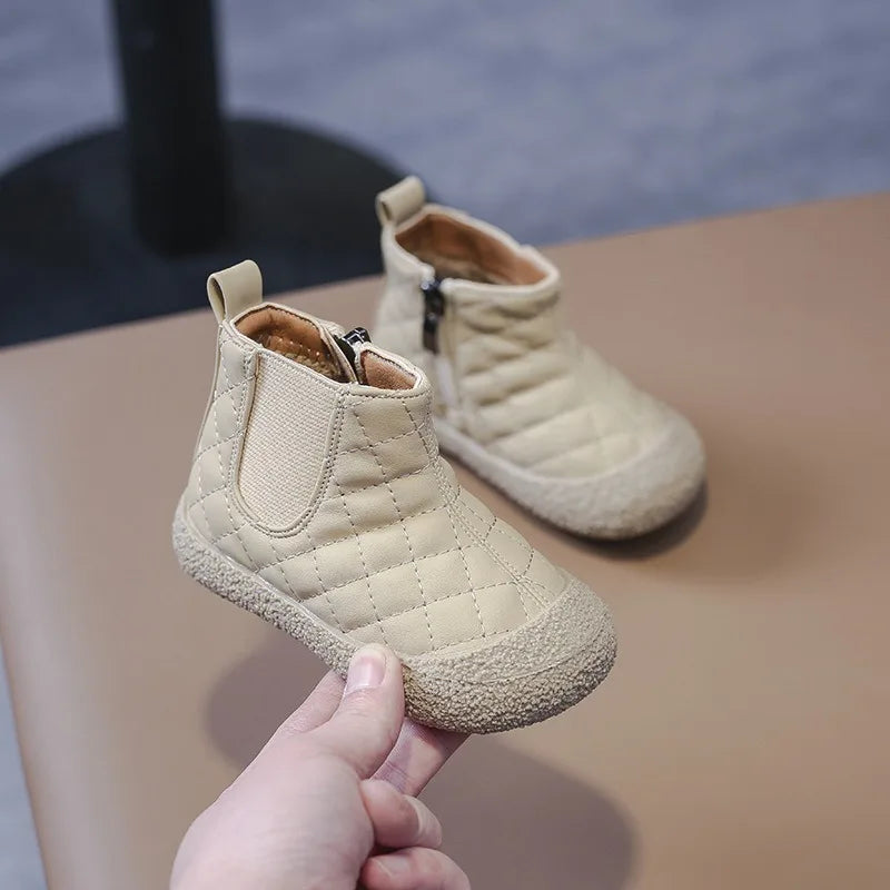 Зимни ботуши за бебета момчета, обувки за сняг за момичета, плюшени детски памучни обувки, неплъзгащи се детски ежедневни обувки, обувки за бебета и малки деца