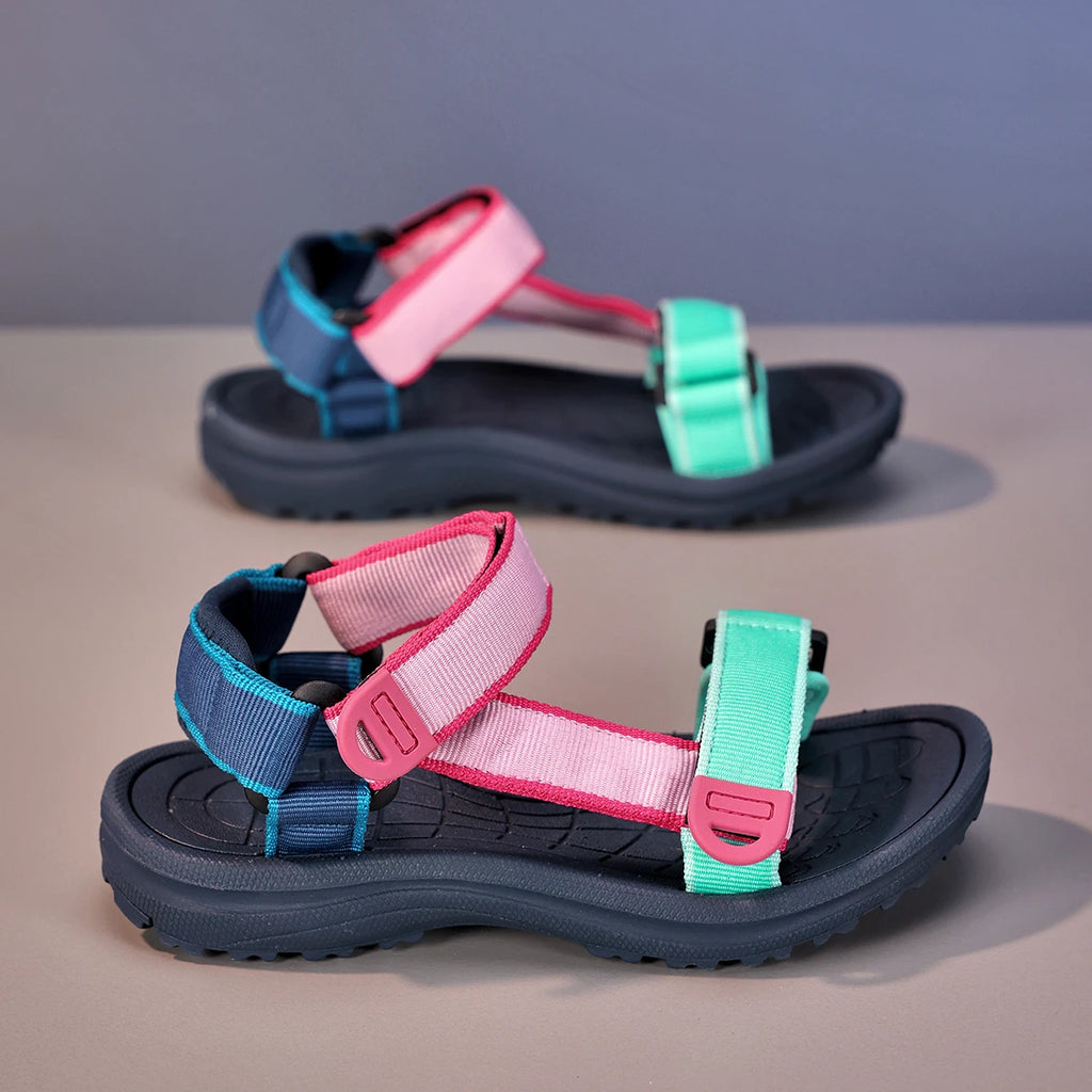 Летни детски сандали за момичета и момчета, дишащи спортни бягащи неплъзгащи се меки зелени обувки за плаж, детски ежедневни сандали за бягане