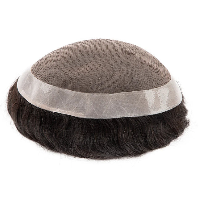 Тупи за мъже Моно PU мъжки перуки 6 инча естествена човешка коса протеза права вълна мъжка коса протеза издръжлива система за коса