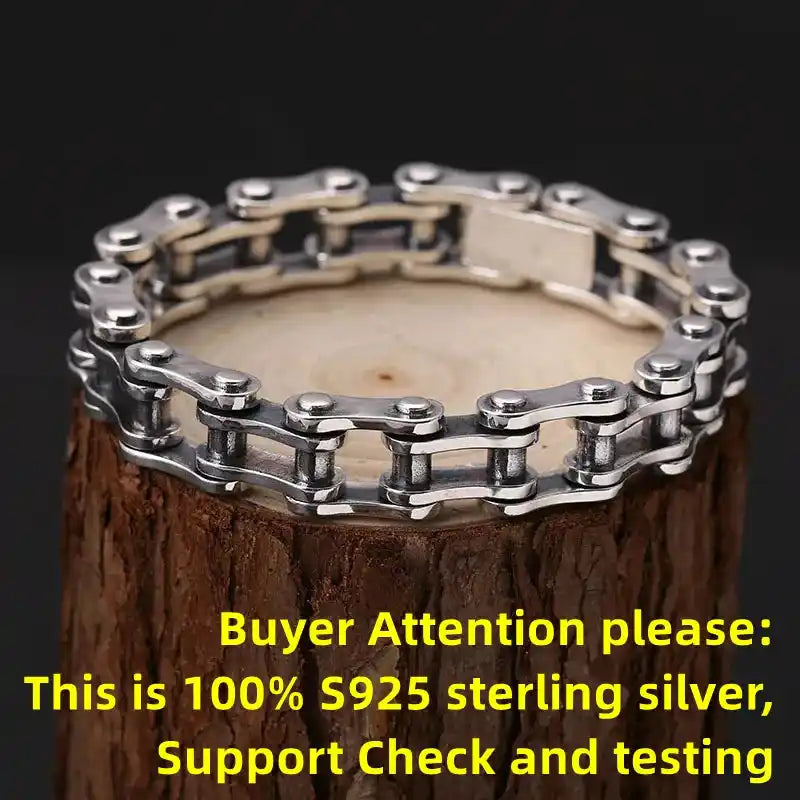 100% S925 стерлингово сребро Пънк гривна с велосипедна верижка Пънк S925 сребърни бижута сертифицирани никога не избледняват мъжки бижута подаръци