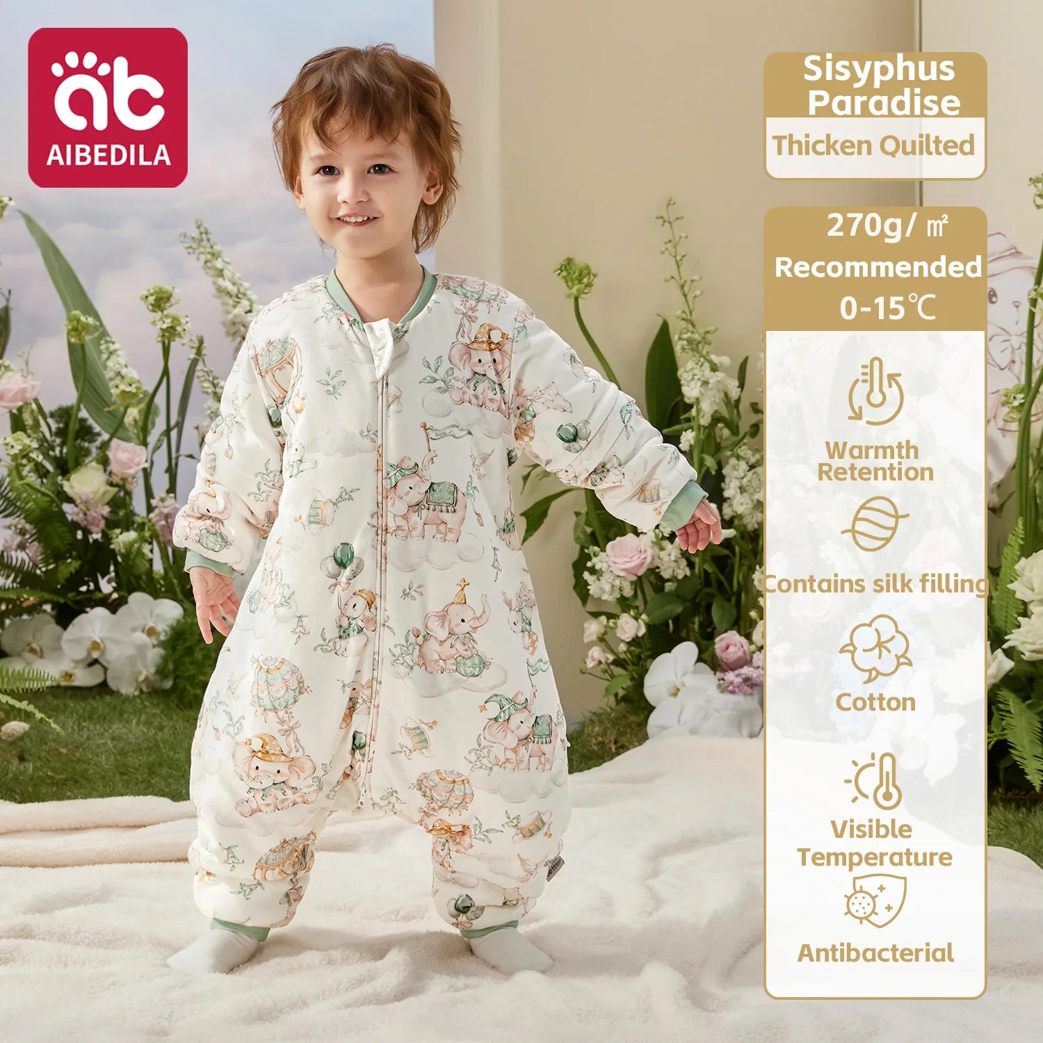 AIBEDILA Бебешки чувал за спане, мек и уютен спален чувал за бебета, супер топъл ватиран одеяло за носене с подвижни ръкави, 6M-7G, момче/момиче