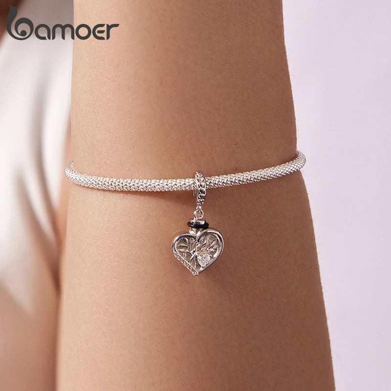 Bamoer 925 Стерлингово Сребро Дървото на Живота Висулка Пепел от Домашни Любители Мемориал Отваряеми Сърцеви Мъниста за Жени Момичета Аксесоари Направи си сам