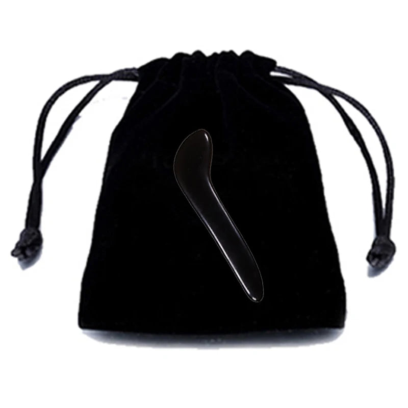 Натурален обсидиан, камък за лице, гуа ша, инструмент за стъргане за гваш, спа масажор, акупунктура, красота на лицето, грижа за кожата, избледняване на бръчки, петна