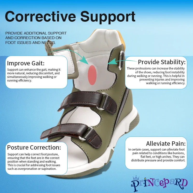 Princepard Нови постъпления Дишащи Педиатрични Коригиращи Обувки за Малки Деца Ортопедични Сандали за Момчета Обувки с Плоски Крака