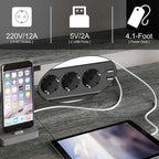 L-образно бюро, компютърна маса с контакт за рафт, USB LED RGB, геймърска офис маса, сива/черна