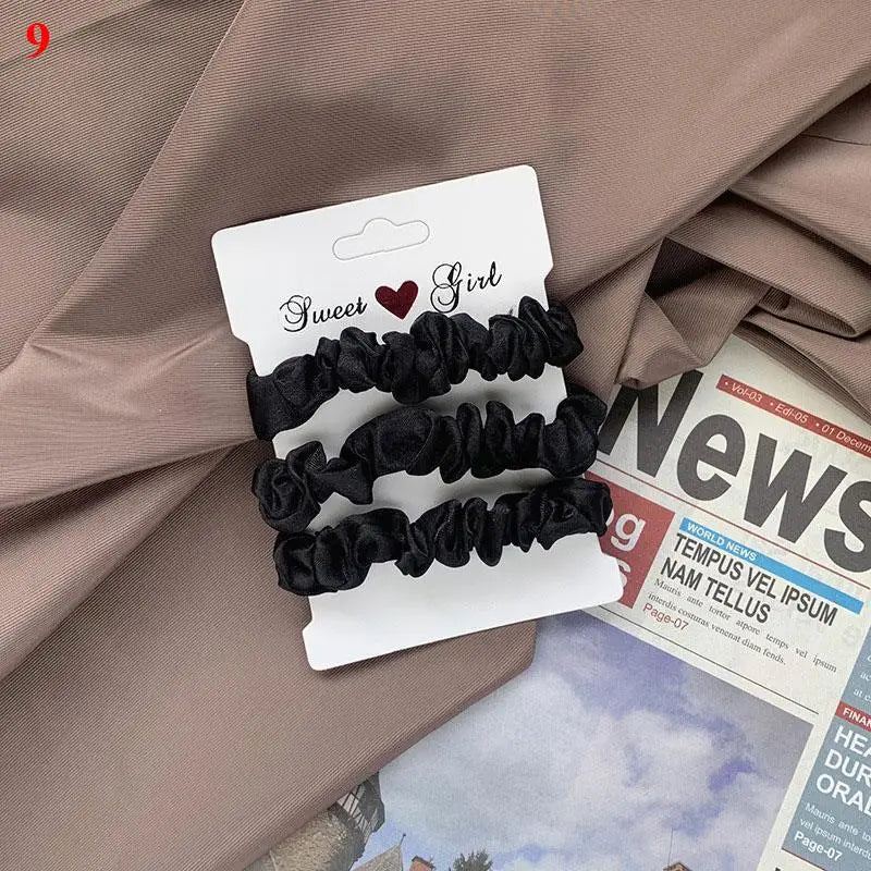 3 бр./комплект дамски копринени ластики за коса, комплект едноцветни ластики за коса за момичета, аксесоари за коса с ластик за коса за жени, държачи за опашка