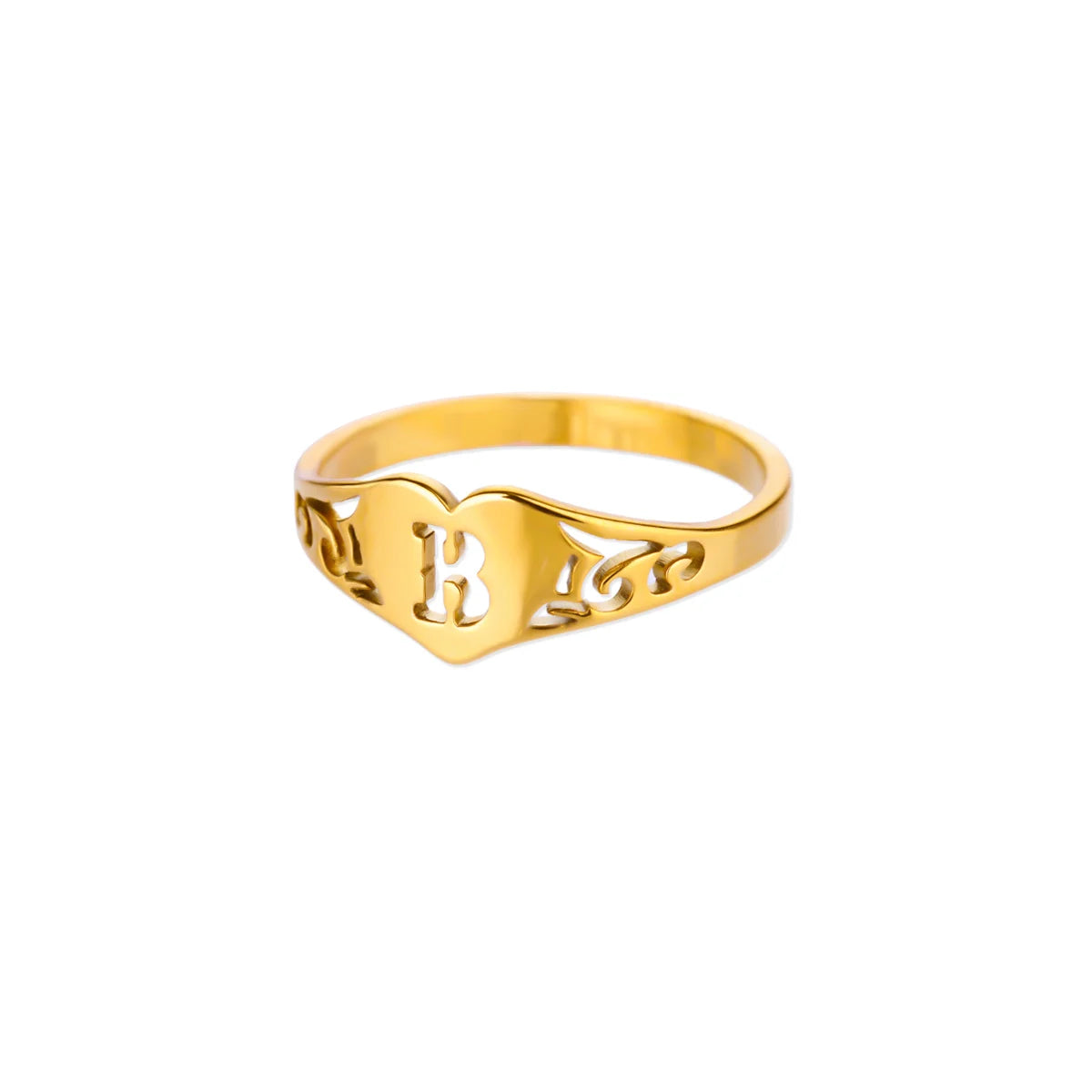 Модни кухи пръстени със сърце от инициали за жени, златен цвят, неръждаема стомана, пръстен с букви A-Z, естетичен сватбен подарък
