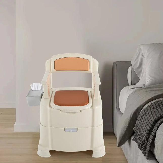 Тоалетна със сензорна нощна лампа, тоалетна до леглото с максимално натоварване 200 кг, преносима тоалетна