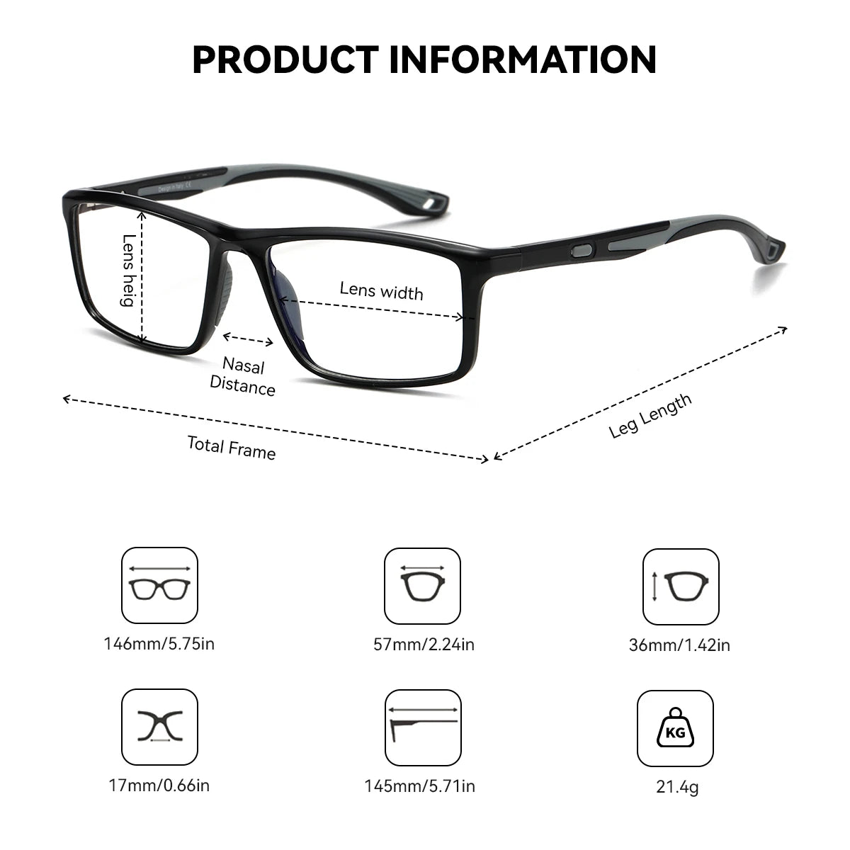 Леки и удобни декоративни очила BARCUR с правоъгълни рамки за ежедневно носене, украсени с фирмена опаковка