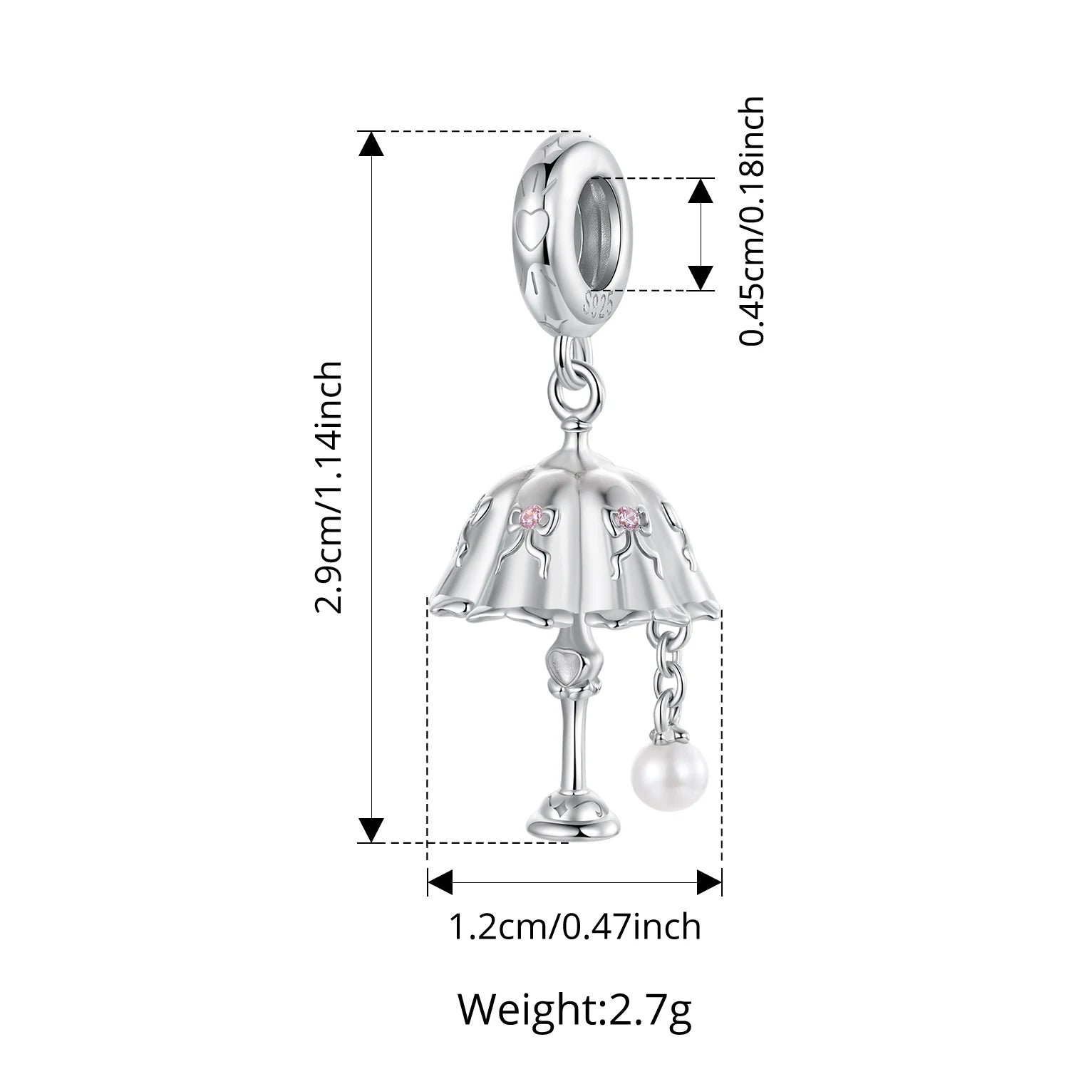Bamoer 925 стерлингово сребро кристал розов пролетен чар цвете панделка дистанционер мъниста ретро висулка за жени DIY бижута романтичен подарък