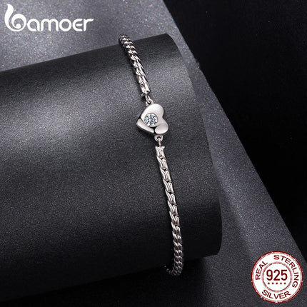 Гривна Bamoer Moissanite Heart с регулируемо усукано въже, дебела верижка за китка за жени, бижута за Свети Валентин, винтидж любовен подарък