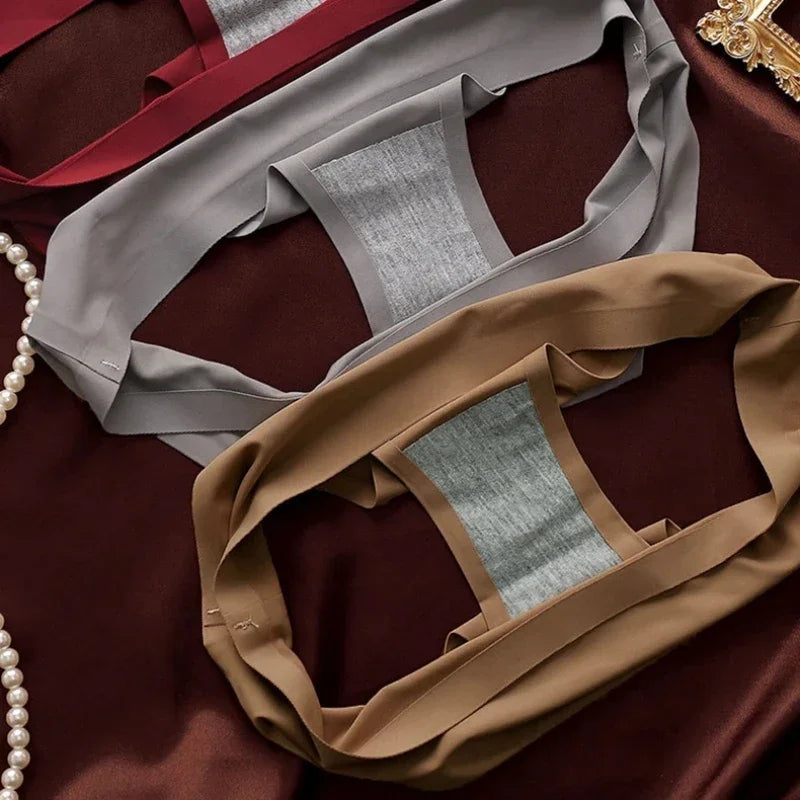 Безшевни бикини за жени, секси бельо, ледено копринени бикини с ниска талия, дамски меки плътни ултратънки бикини, танга Mujer