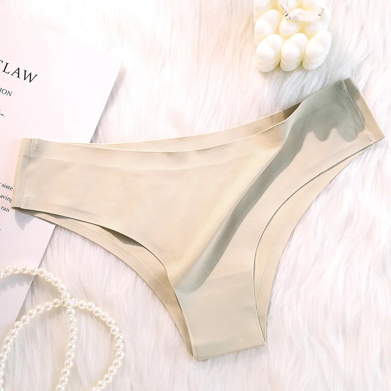 Безшевни бикини за жени, секси бельо, ледено копринени бикини с ниска талия, дамски меки плътни ултратънки бикини, танга Mujer