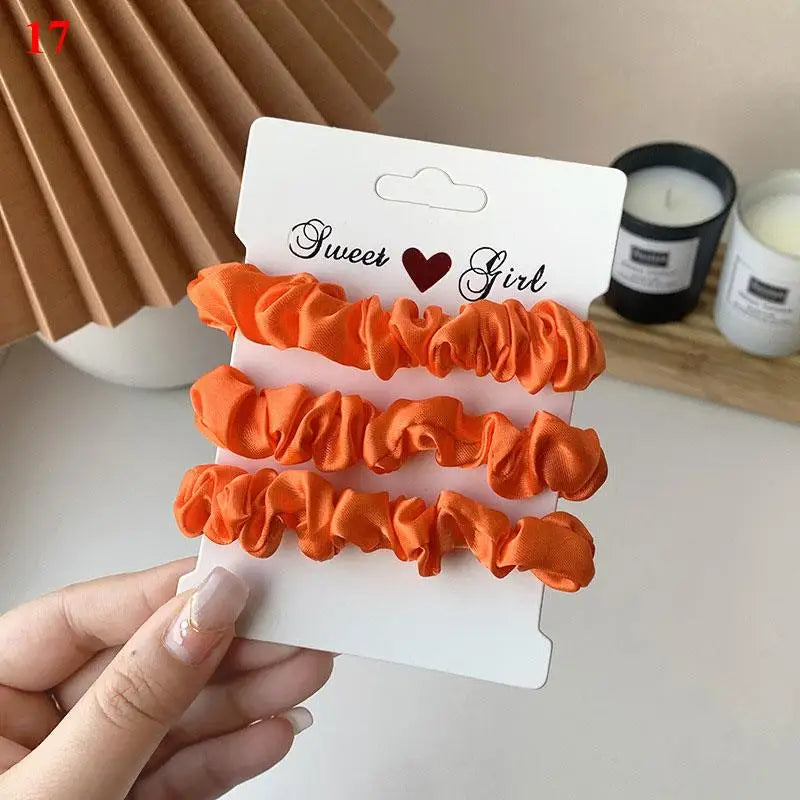 3 бр./комплект дамски копринени ластики за коса, комплект едноцветни ластики за коса за момичета, аксесоари за коса с ластик за коса за жени, държачи за опашка