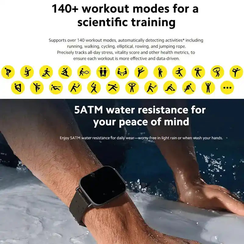 Xiaomi Redmi Watch 5 Active Smart Watch, Bluetooth разговори, 2" LCD дисплей, целодневен мониторинг на пулса и кислорода в кръвта