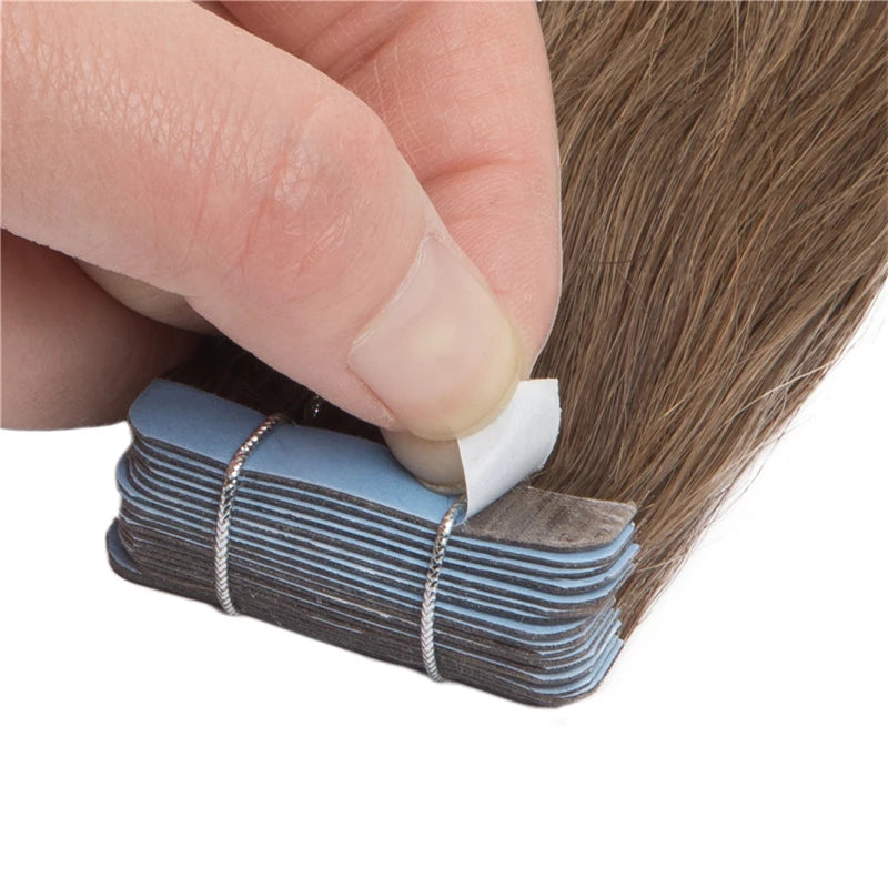 Най-добрите прави лентови екстеншъни за коса 100% истинска човешка коса естествена кожа вътък безшевни двустранно залепващи се лентови екстеншъни за коса