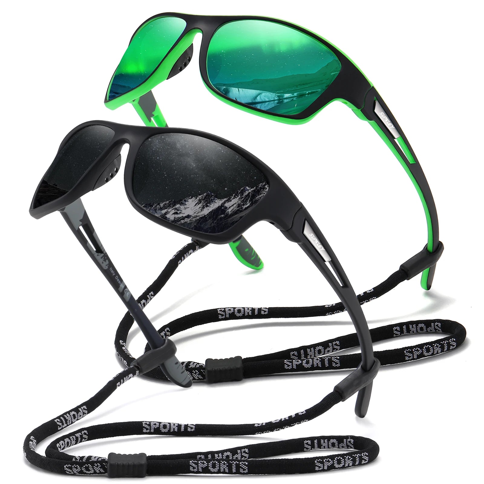 SUPKLEY Мъжки поляризирани цветни слънчеви очила, модни спортни слънчеви очила UV400, мъжки и женски, планински очила