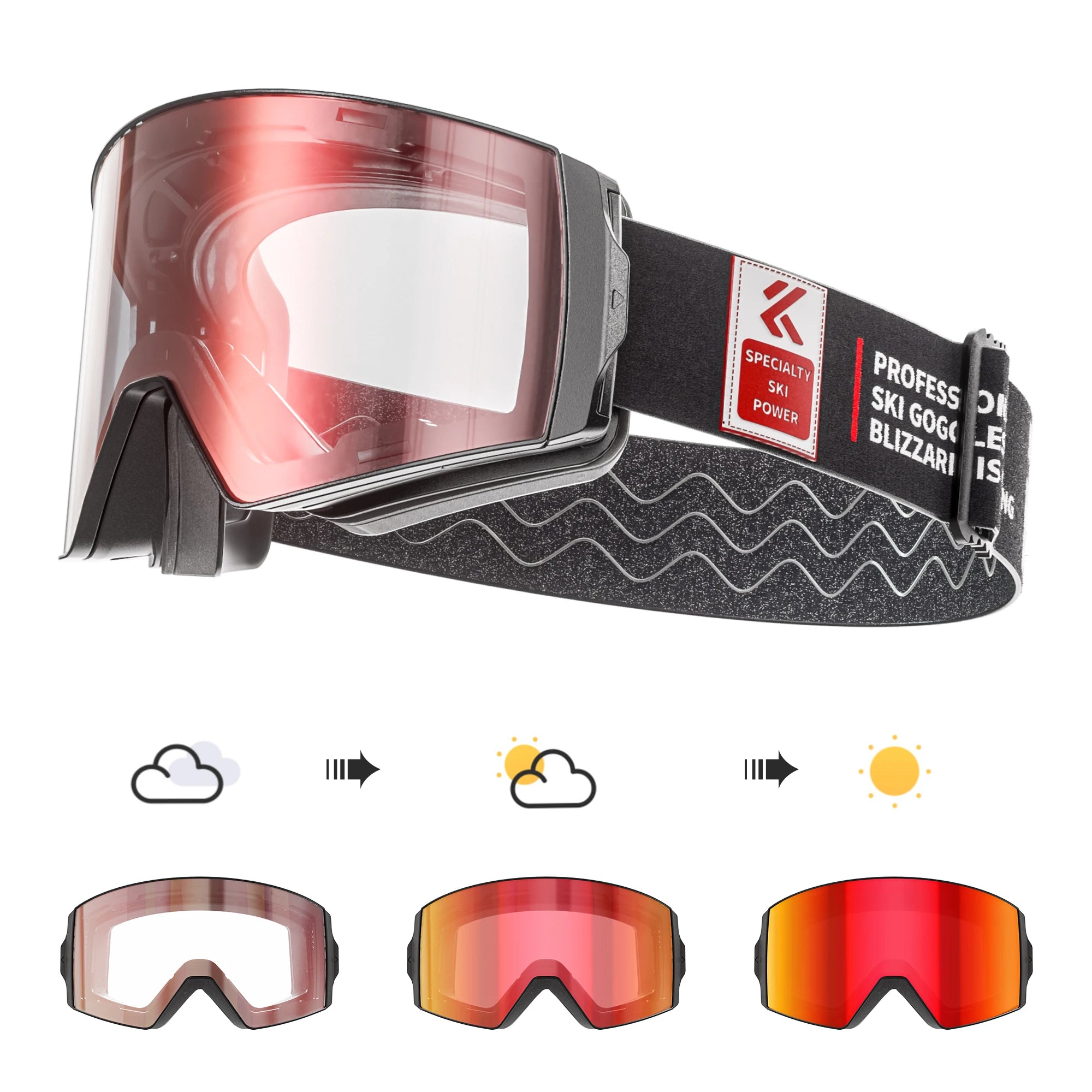 KAPVOE Фотохромни ски очила за зимни спортове за унисекс, сняг, UV400, магнитни очила против замъгляване, за сноуборд