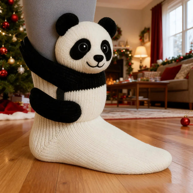 3D плетени чорапи с животни, сладки коала, панда, котка, ленивец, ръчно плетени топли уютни забавни чорапи, новост за жени