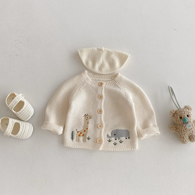 Плетено яке с дълъг ръкав за бебешки момичета през есента и зимата, ежедневен пуловер с анимационни герои