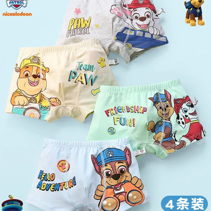 Оригинални Paw Patrol 4 бр. детско бельо за момче, плоски ъглови памучни гащички за бебе А-клас, антибактериални четириъгълни шорти