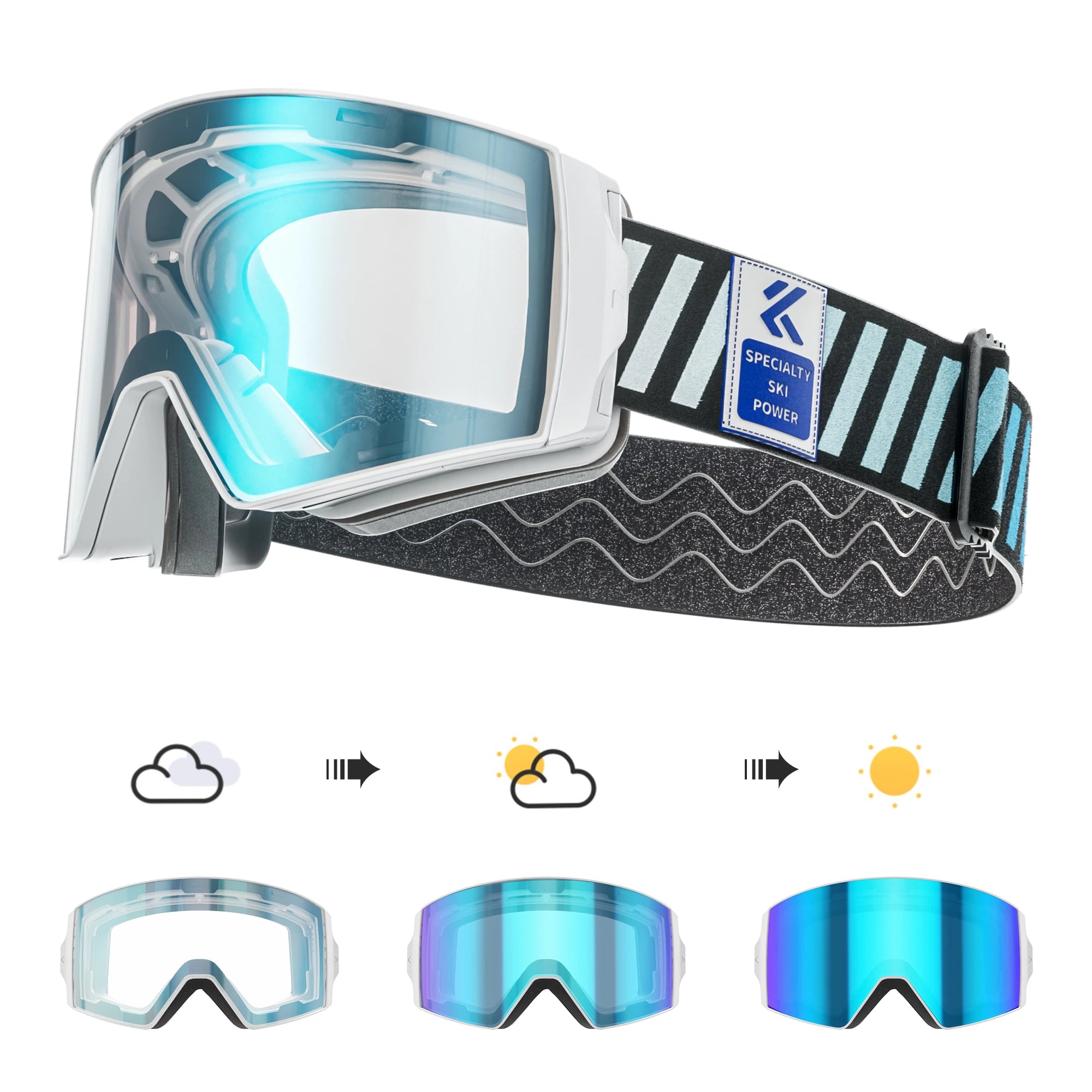 KAPVOE Фотохромни ски очила за зимни спортове за унисекс, сняг, UV400, магнитни очила против замъгляване, за сноуборд