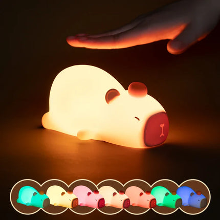 Capybara Сладка силиконова LED нощна лампа с анимационен филм USB презареждаща се димираща нощна лампа за детска стая декорация подарък за рожден ден
