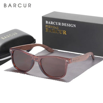 Мъжки слънчеви очила BARCUR Natural Wooden поляризирани, черно орехово, UV400 защита