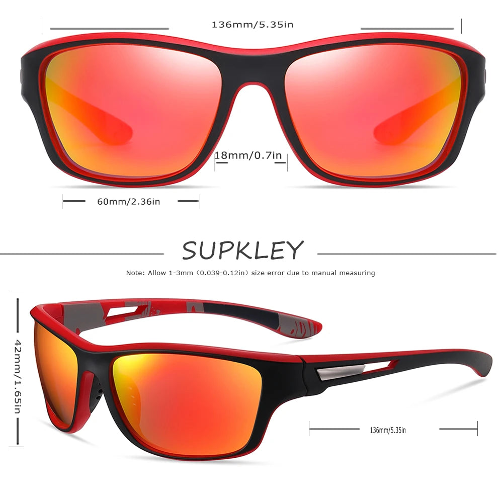 SUPKLEY Мъжки поляризирани цветни слънчеви очила, модни спортни слънчеви очила UV400, мъжки и женски, планински очила