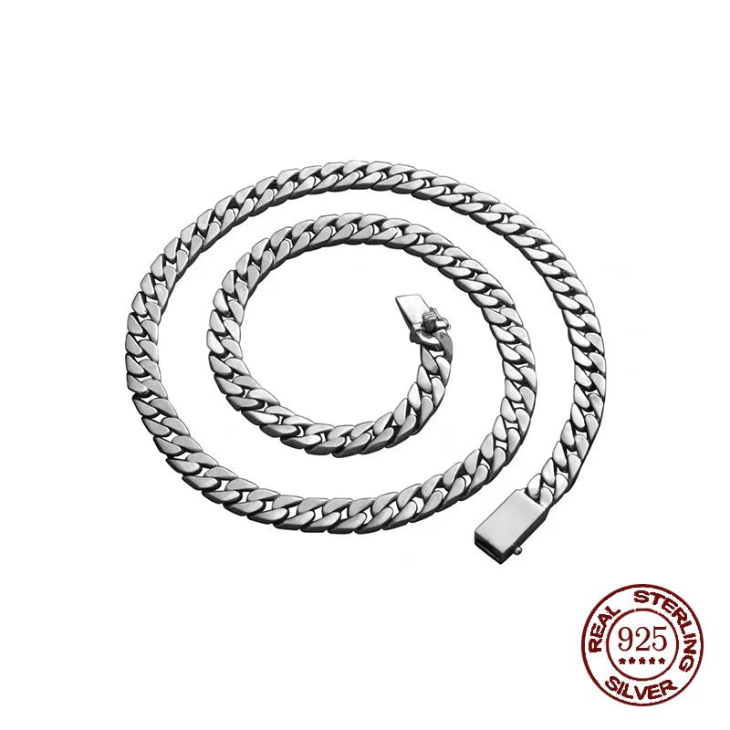 100% стерлингово сребро S925, гривна 8 мм, пънк, сребърни бижута S925, никога не избледняват, бижута за мъже и жени, подаръци