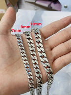 100% стерлингово сребро S925, ръчно изработена гривна, 7 мм, 8 мм, ретро кубински стил, груб стил, личност, мъж, жена