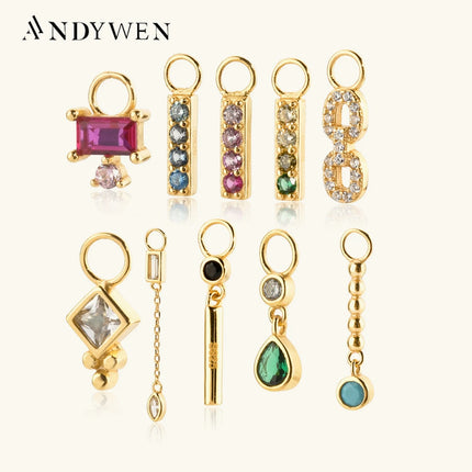 ANDYWEN Сребърни обеци 925, 2022 г., нови, с мъниста, висулка за малки обици, резервни части, аксесоари, бижута за жени