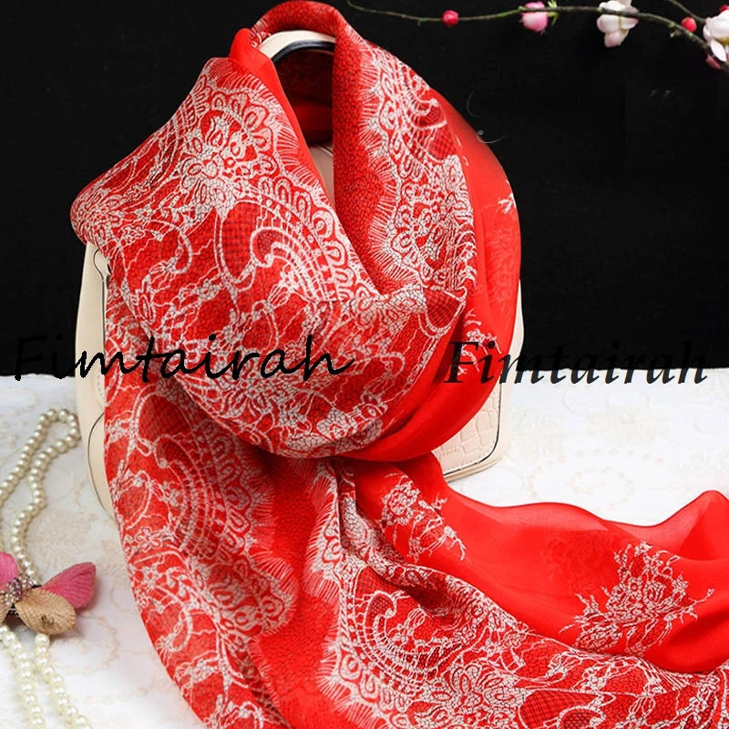 Fimtairah мек 100% копринен шал за жени с щампа Hangzhou 100% копринен шал дълъг шал пролет есен зима лято копринен шал