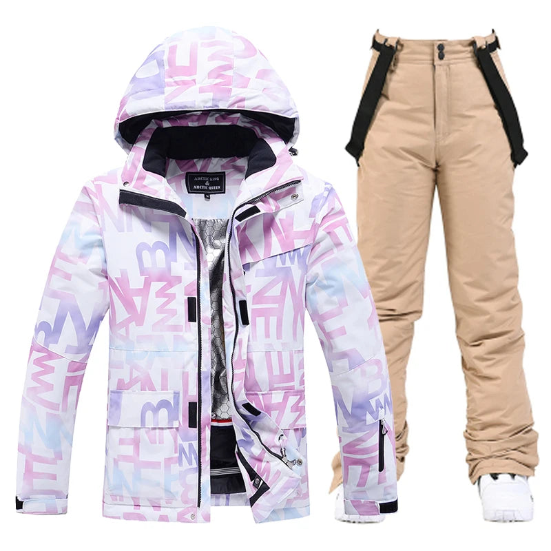 Модни, Дамски, Водоустойчиви комплекти за сняг, Облекло за сноуборд, Ски костюми, Зимно облекло, Яке, Панталон с презрамки, За момичета