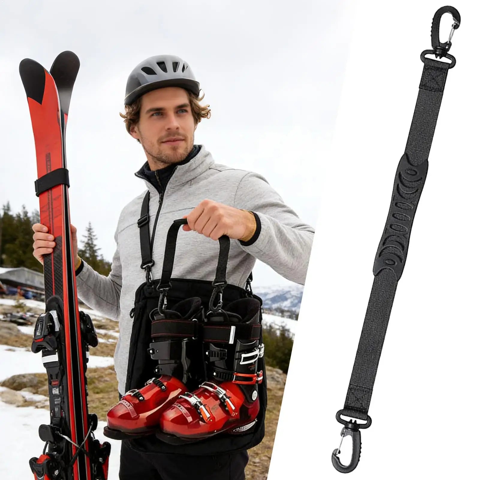 Регулируема презрамка за ски обувки, презрамка за ски и сноуборд, носене със свободни ръце, лесно пренасяне, удобство за спорт на открито