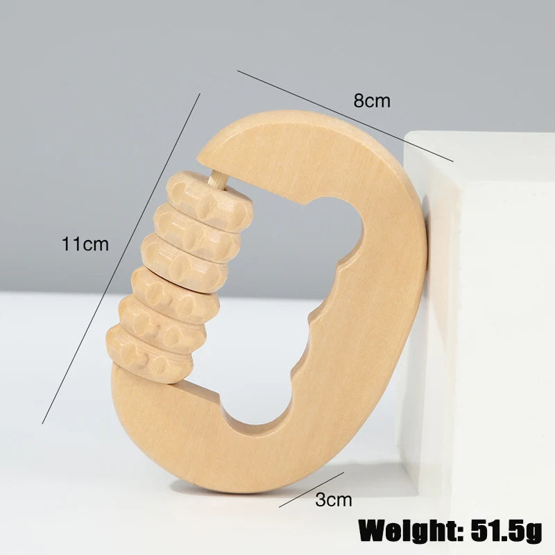 Дървен масажен валяк, ръчен инструмент за остъргване на кожата, масажор за лице, дървен валяк за масаж на гърба за врата, краката и дълбоките тъкани на мускулите