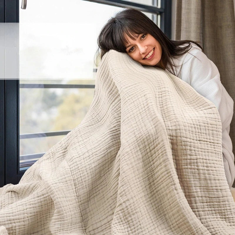 Памучно муселиново бебешко одеяло с голям размер, 6 слоя марлени одеяла за деца и възрастни, лятно юрганче, спално бельо, сгъстена кърпа за баня