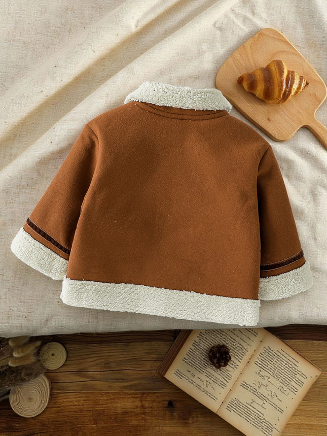 2025 Бебешки момчета Есенно-зимни топли якета с дълъг ръкав, модно поларено връхно облекло, корейски цип, дебелина за 1-3 години, дрехи, палто