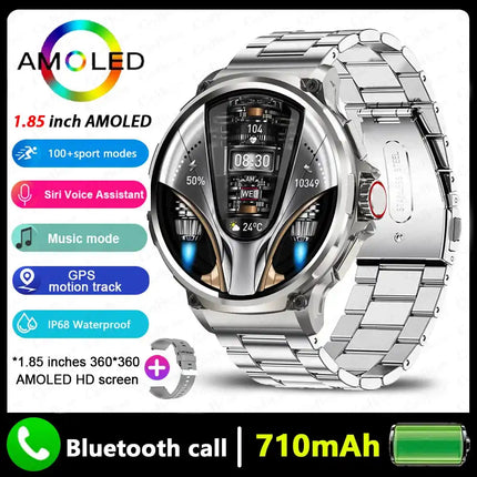 2026 Нов мъжки GPS Smart Watch 1.85 инча Ultra HD AMOLED екран 710 Mah батерия Bluetooth Call Smartwatch за Android IOS