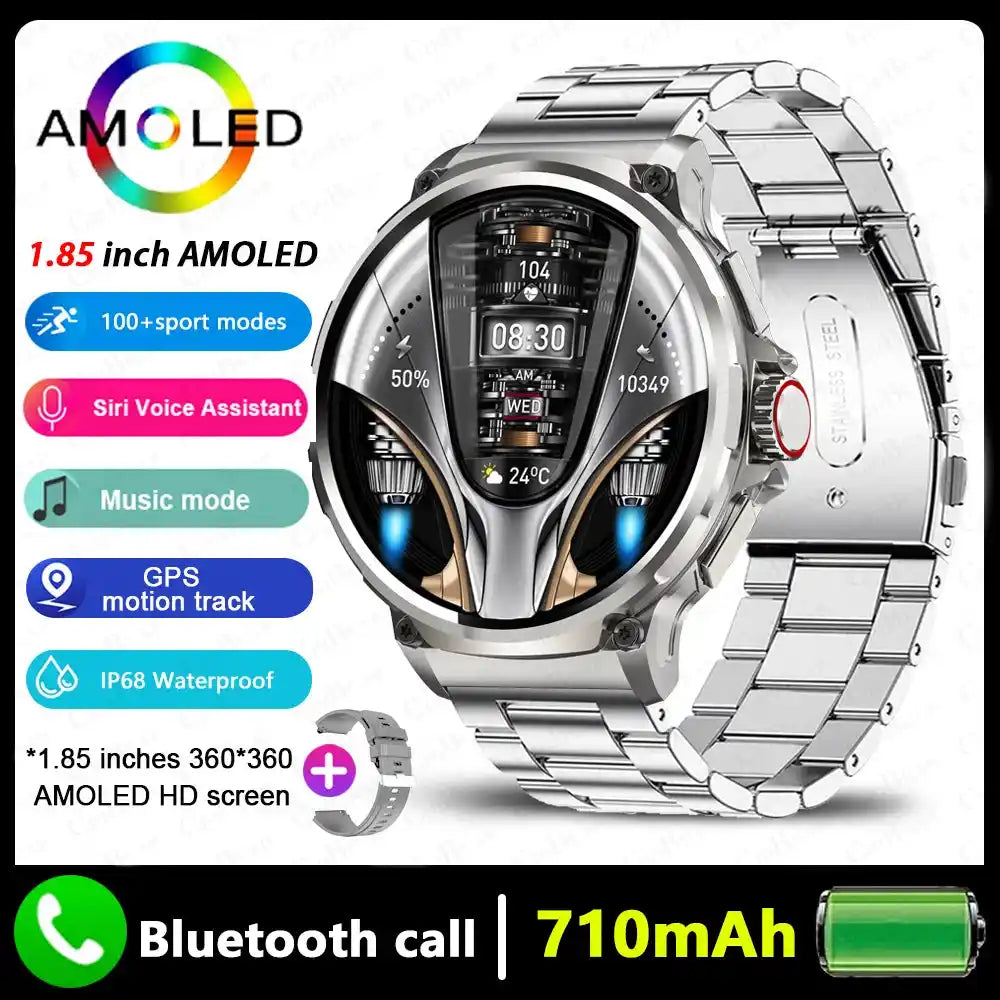 2026 Нов мъжки GPS Smart Watch 1.85 инча Ultra HD AMOLED екран 710 Mah батерия Bluetooth Call Smartwatch за Android IOS