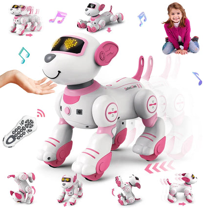 VATOS RC робот електронна играчка за кучета каскадьор гласова команда кученце програмируема музикална играчка за кучета с докосване и сензорен сензор коледен подарък за деца