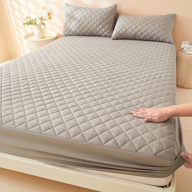 1 бр. ватиран водоустойчив чаршаф с регулируема дължина, протектор за матрак, който може да се пере в пералня, калъф за единично двойно легло