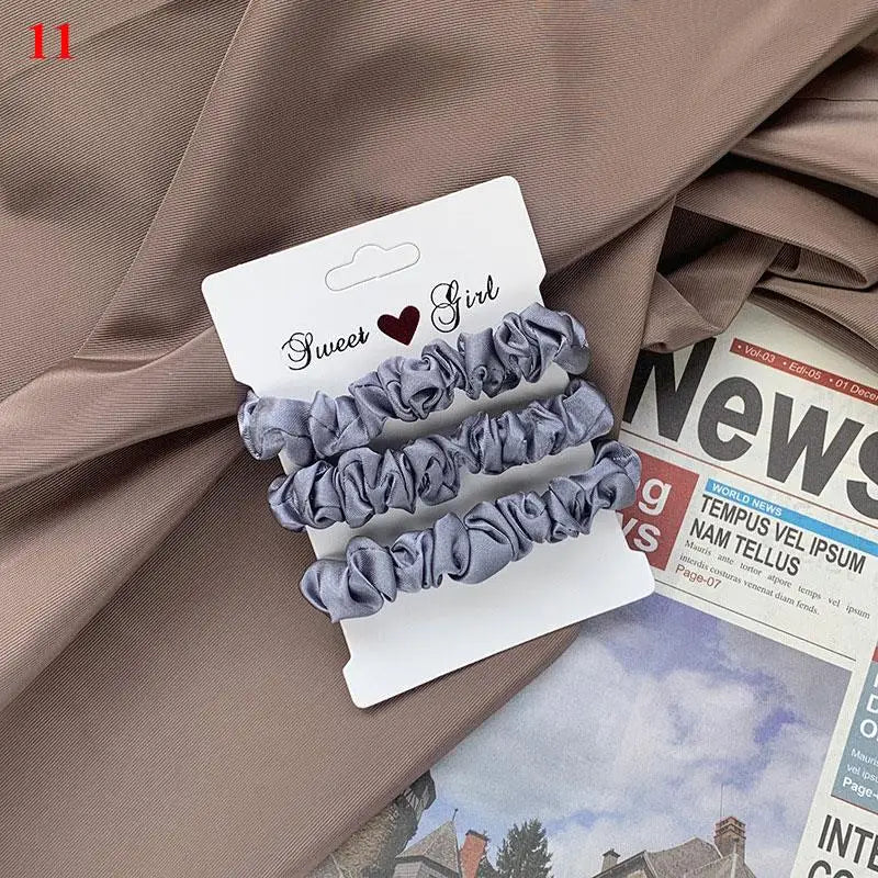 3 бр./комплект дамски копринени ластики за коса, комплект едноцветни ластики за коса за момичета, аксесоари за коса с ластик за коса за жени, държачи за опашка